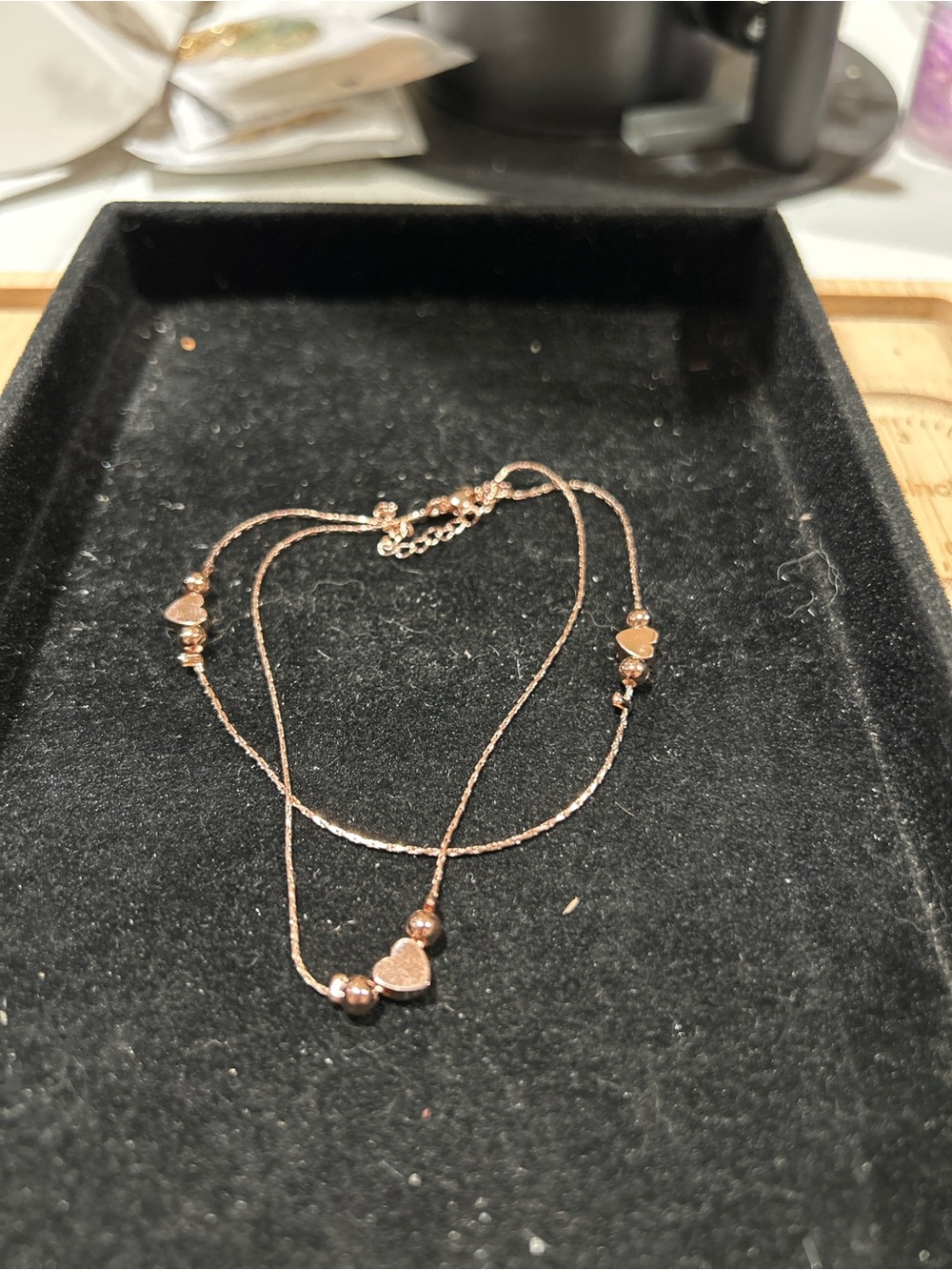 Bracelet/anklet rose gold color with heart charm